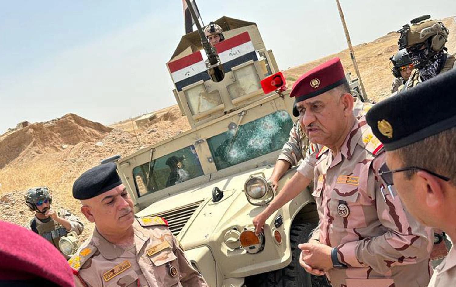 Iraqi security forces inspecting site of attack near Kirkuk on June 11, 2023. Photo: Iraqi Security Media Cell