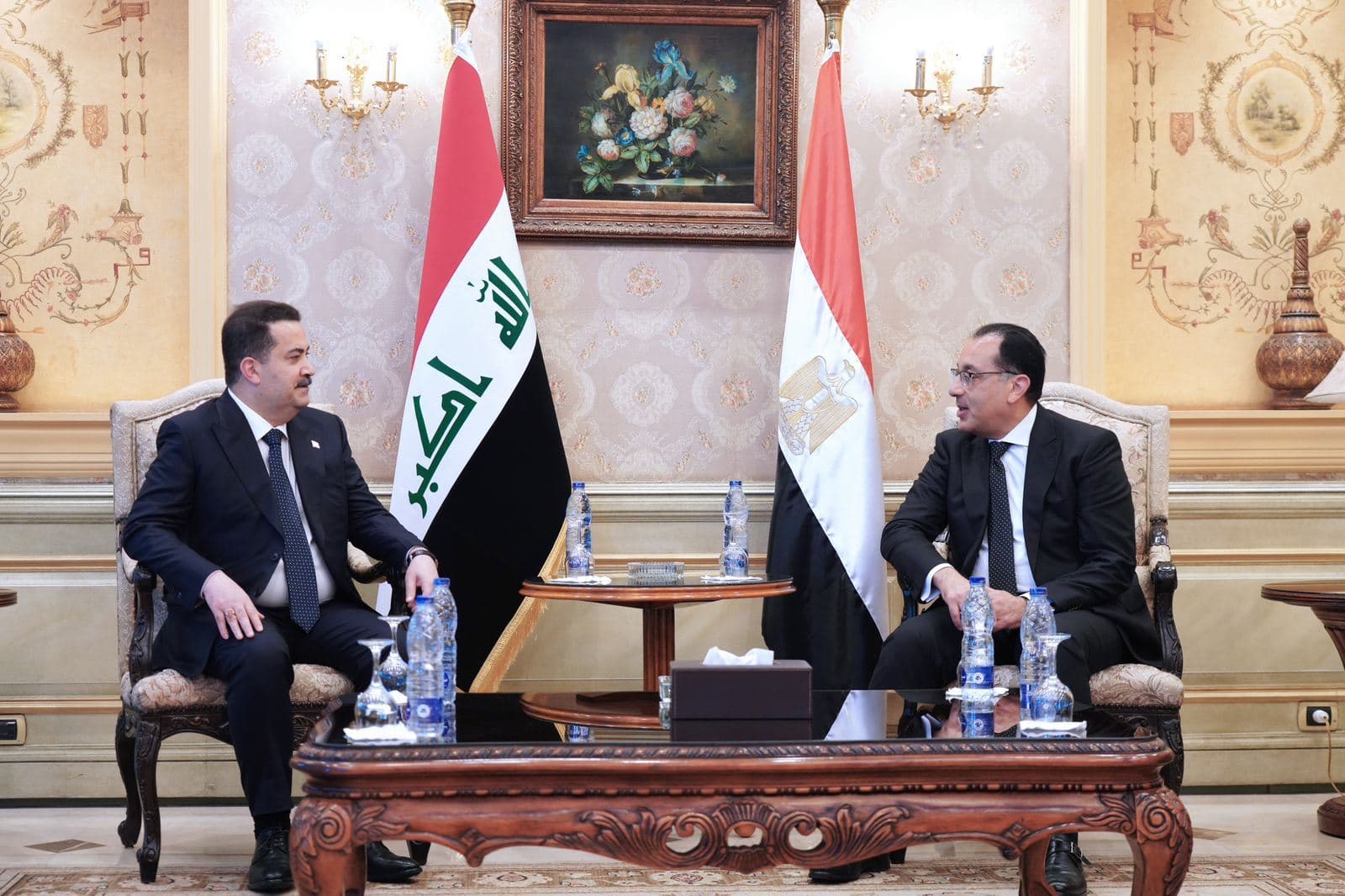 Iraq’s Prime Minister Mohammed Shia’ al-Sudani (left) and his Egyptian counterpart Mustafa Madbouly (right) meeting in Cairo on June 12, 2023. Photo: PM Sudani's office