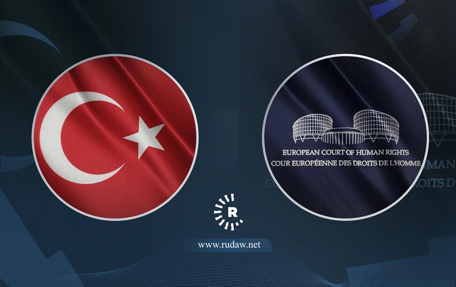 From left: flag of Turkey and logo of ECHR 