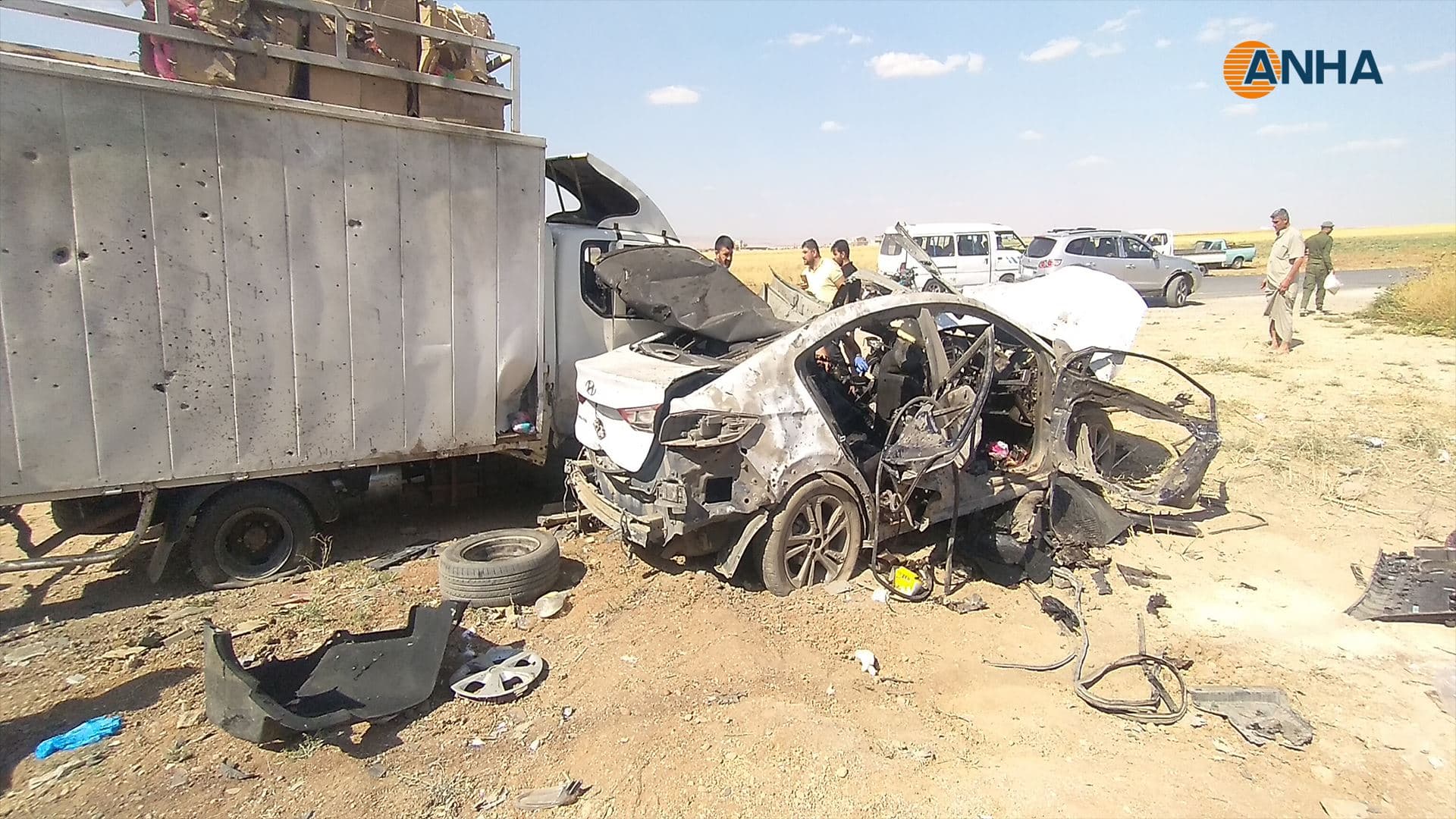 Aftermath of suspected Turkish attack in Hasaka on June 14, 2023. Photo: ANHA