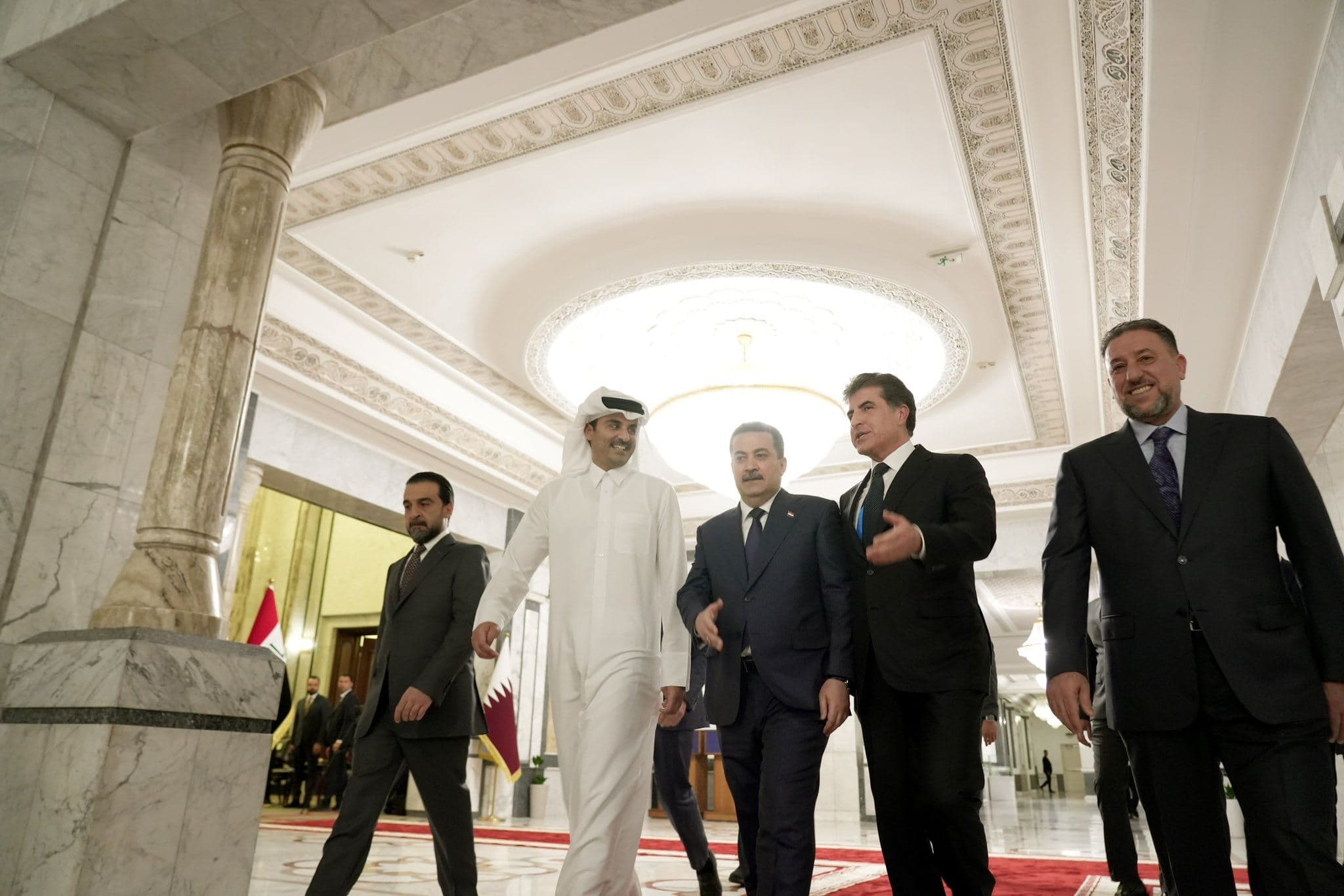 Emir of Qatar Sheikh Tamim bin Hamad al-Thani (second from left) arrived in Baghdad on June 15, 2023. Photo: Kurdistan Region Presidency 