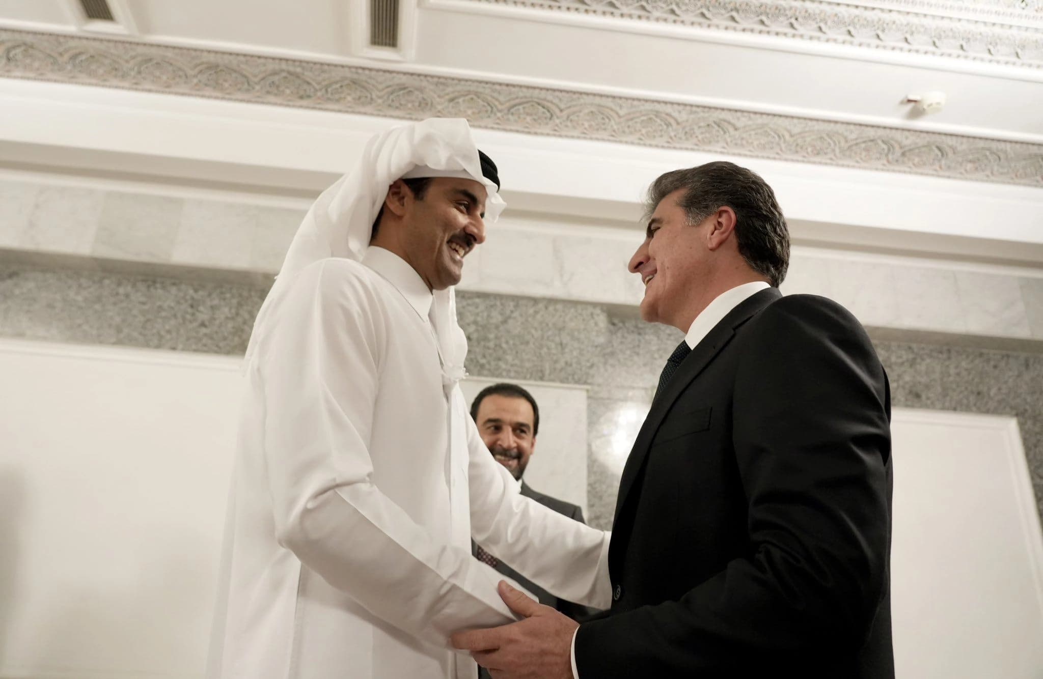 Emir of Qatar Sheikh Tamim bin Hamad al-Thani (left) and Kurdistan President Nechirvan Barzani (right) in Baghdad on June 17, 2023. Photo: Kurdistan Region Presidency 