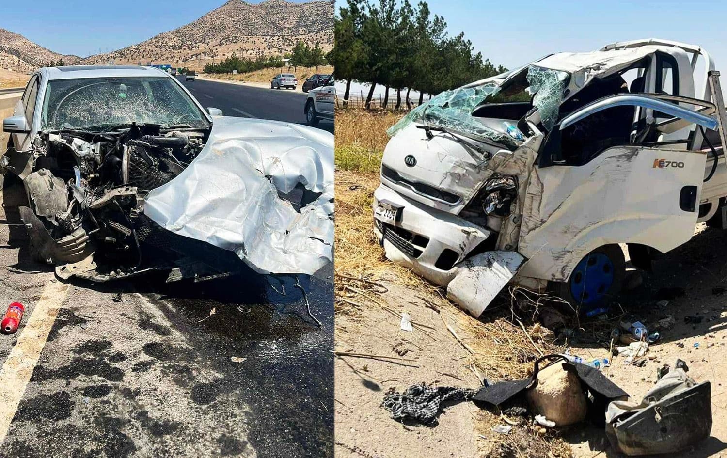 The aftermath of a car accident near Duhok’s Zakho tunnel on July 13, 2023. Photo: Submitted