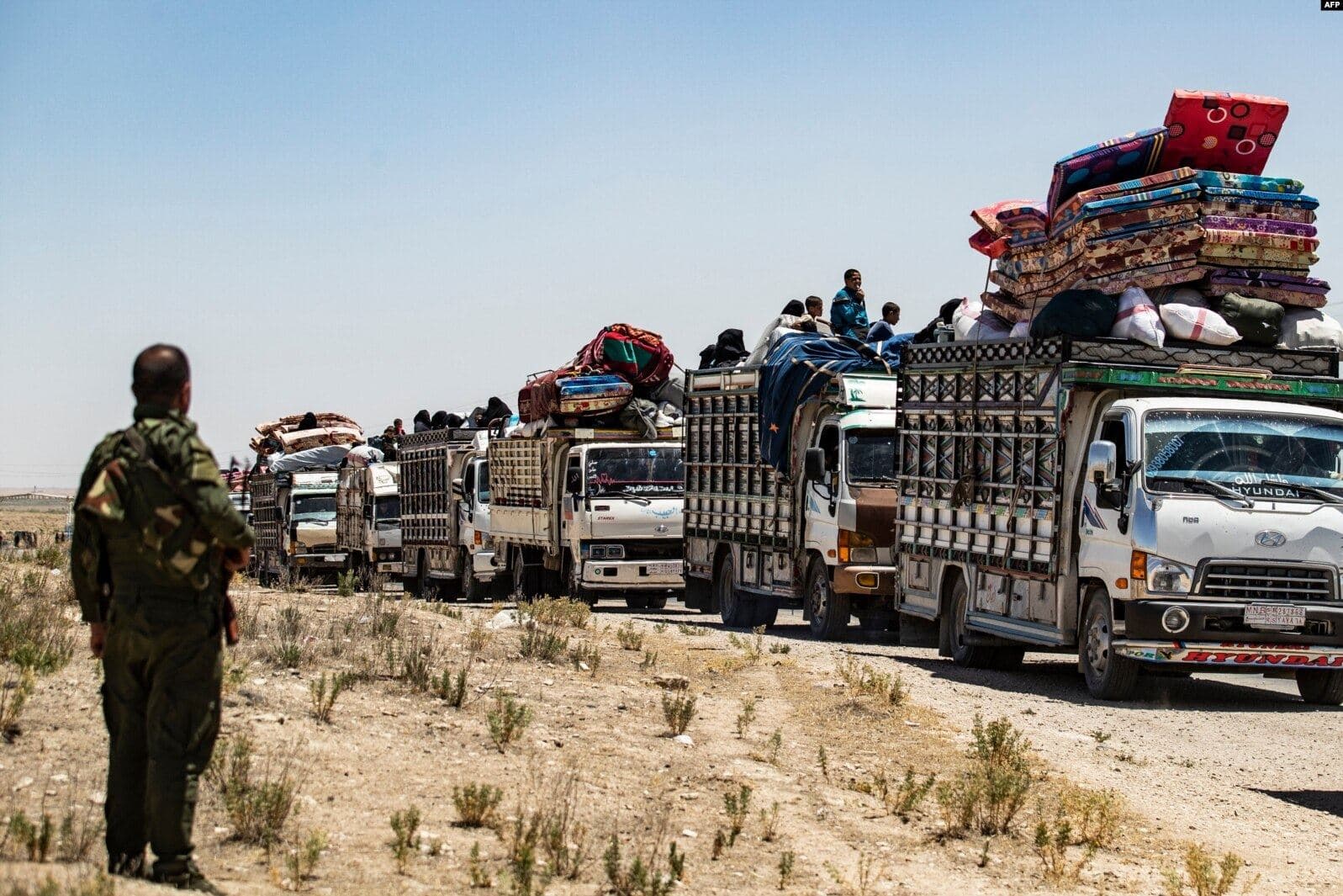 ISIS-affiliated people leave al-Hol camp in Hasaka. Photo: file/AFP