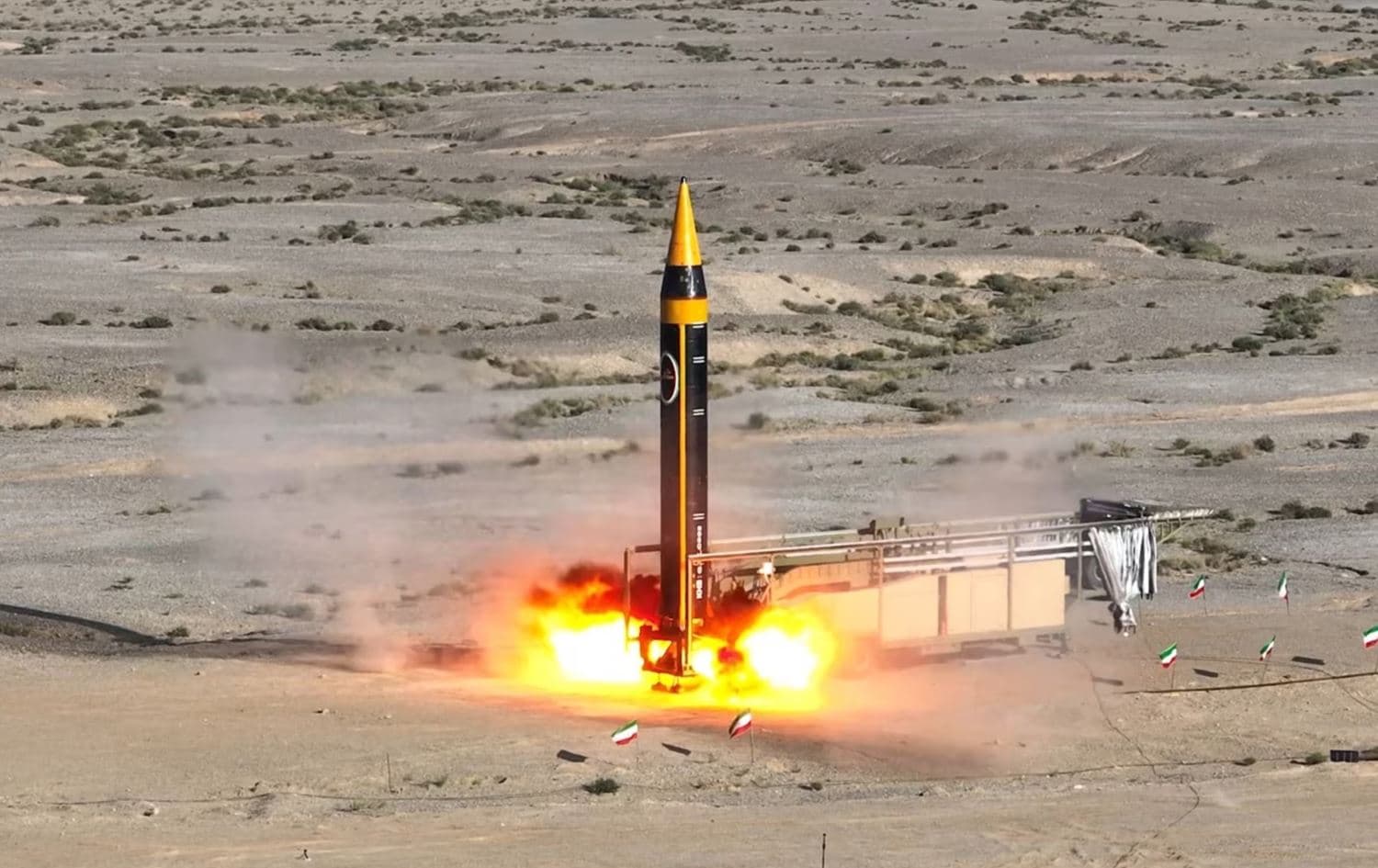 A handout picture provided by Iran's Defense Ministry on May 25, 2023, shows the testing of ballistic missile at an undisclosed location. Iran said Wednesday it has the technology to build a supersonic cruise missile. Photo: AFP/ Iran defense ministry