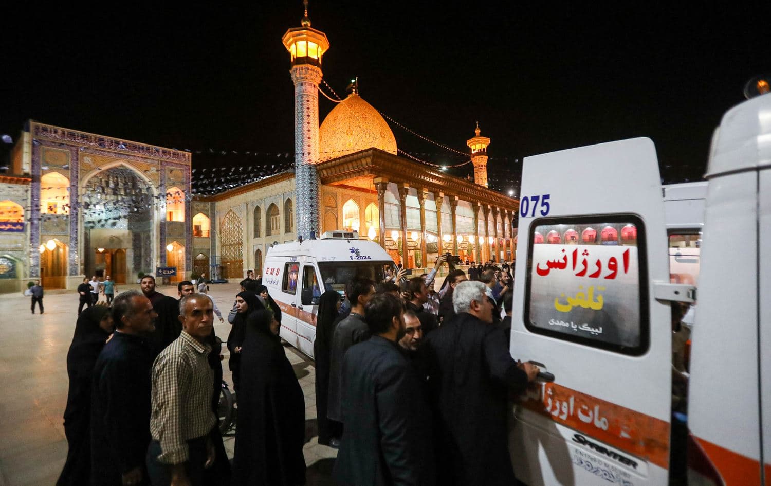 Emergency personnel transport the injured following a shooting attack at Iran's Shah Cheragh mausoleum in the Fars province capital Shiraz, on August 13, 2023. Photo: Mohammadreza Dehdari/ISNA/AFP