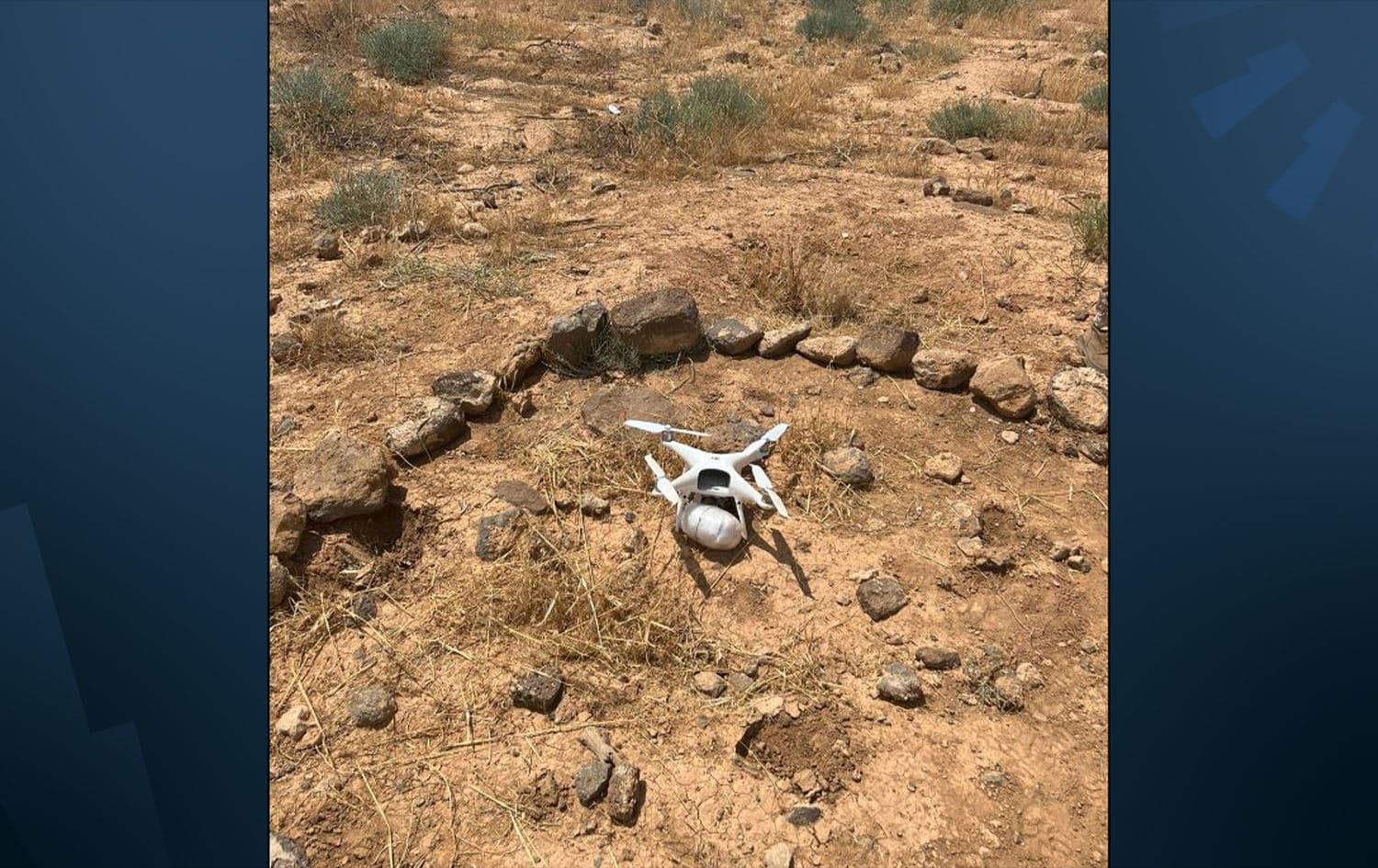 A crystal meth-laden drone was shot down by the Jordanian military as it was crossing into Jordanian territory from Syria on August 13, 2023. Photo: ArmedForcesJo/Twitter