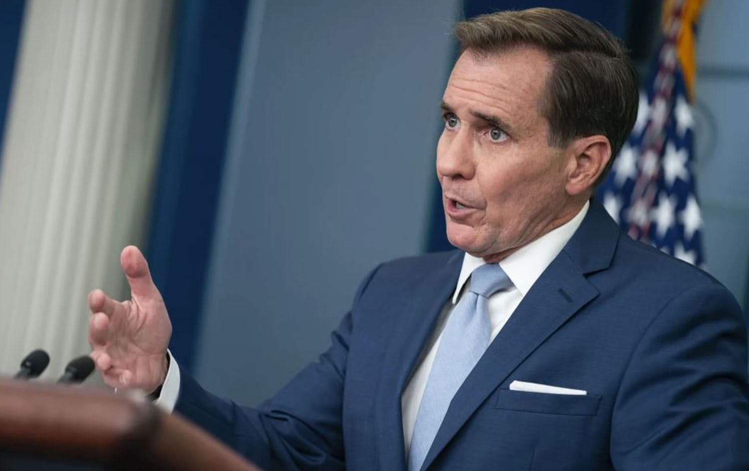 National Security Council spokesman John Kirby speaks during a press briefing at the White House, Wednesday, July 26, 2023, in Washington. Photo: Evan Vucci/AP