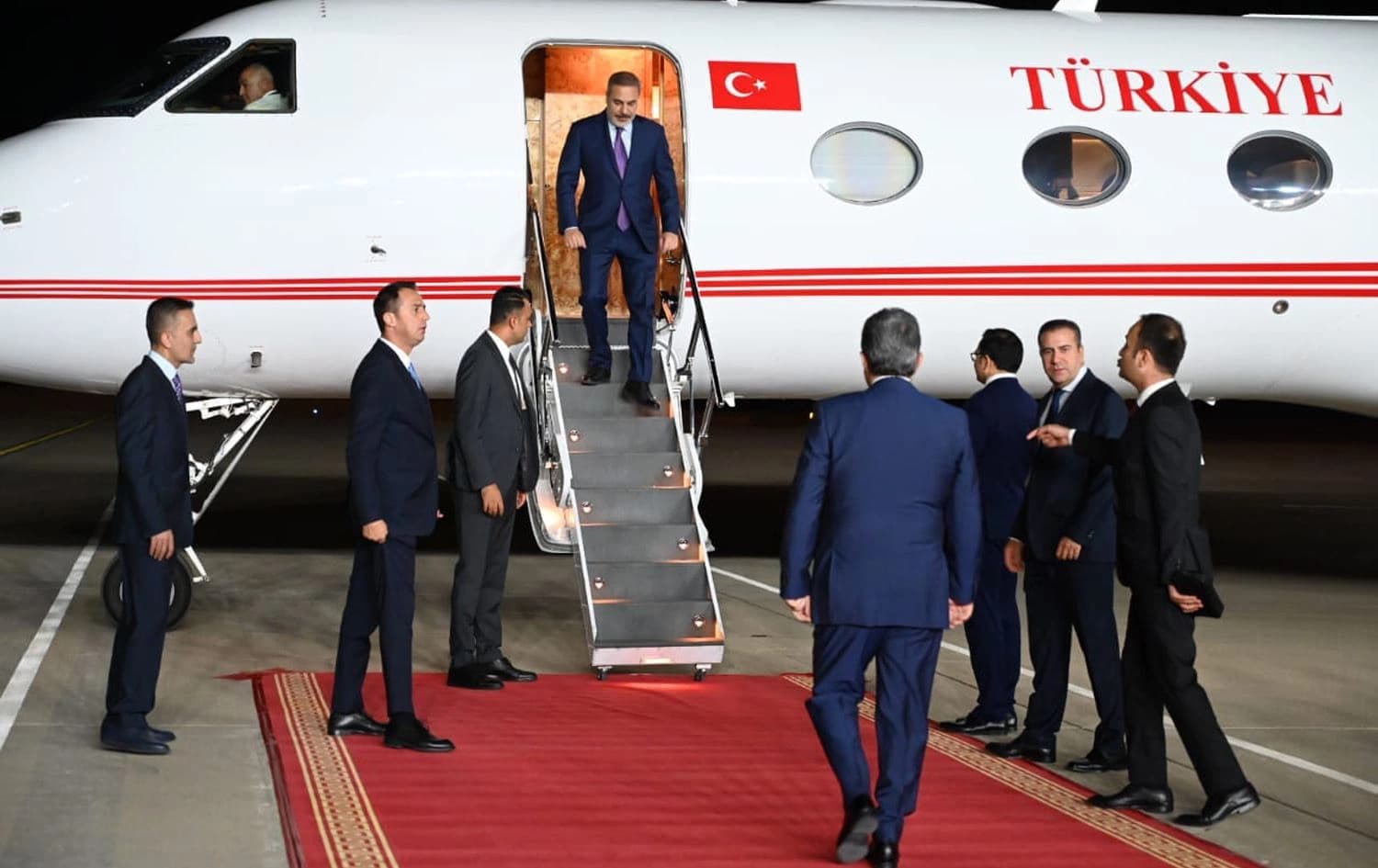 Turkish Foreign Minister Hakan Fidan arrives in Erbil International Airport on August 24, 2023. Photo: Erbil governor's office/Facebook