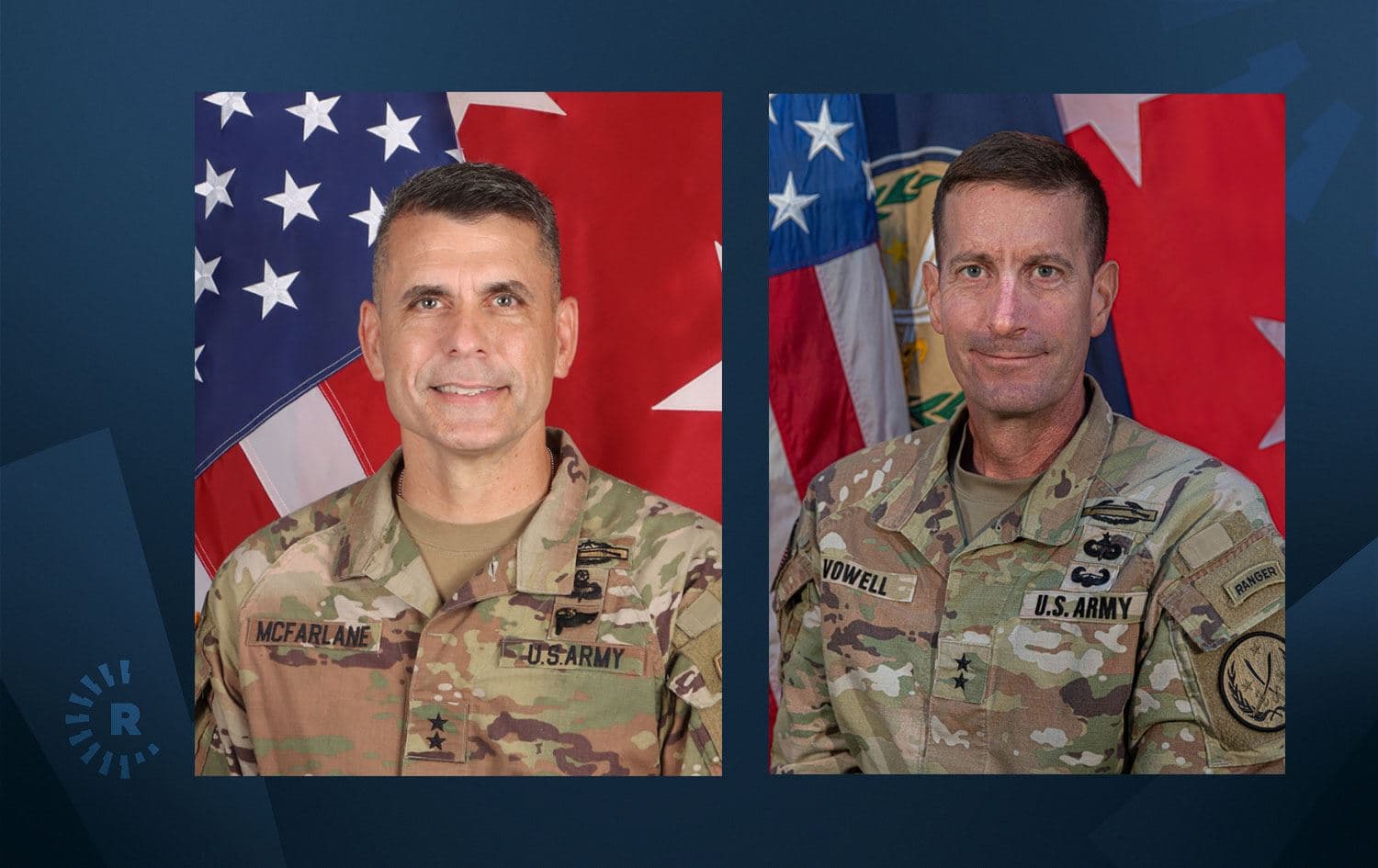 Tümgeneral Matthew McFarlane (solda) - Tümgeneral Joel B. Vowell (sağda)