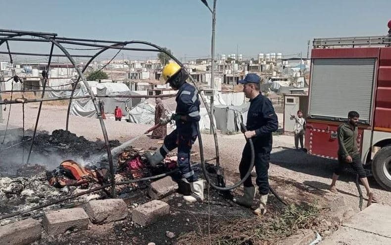 Aftermath of fire in Duhok refugee camp on September 8, 2023. Photo: submitted 