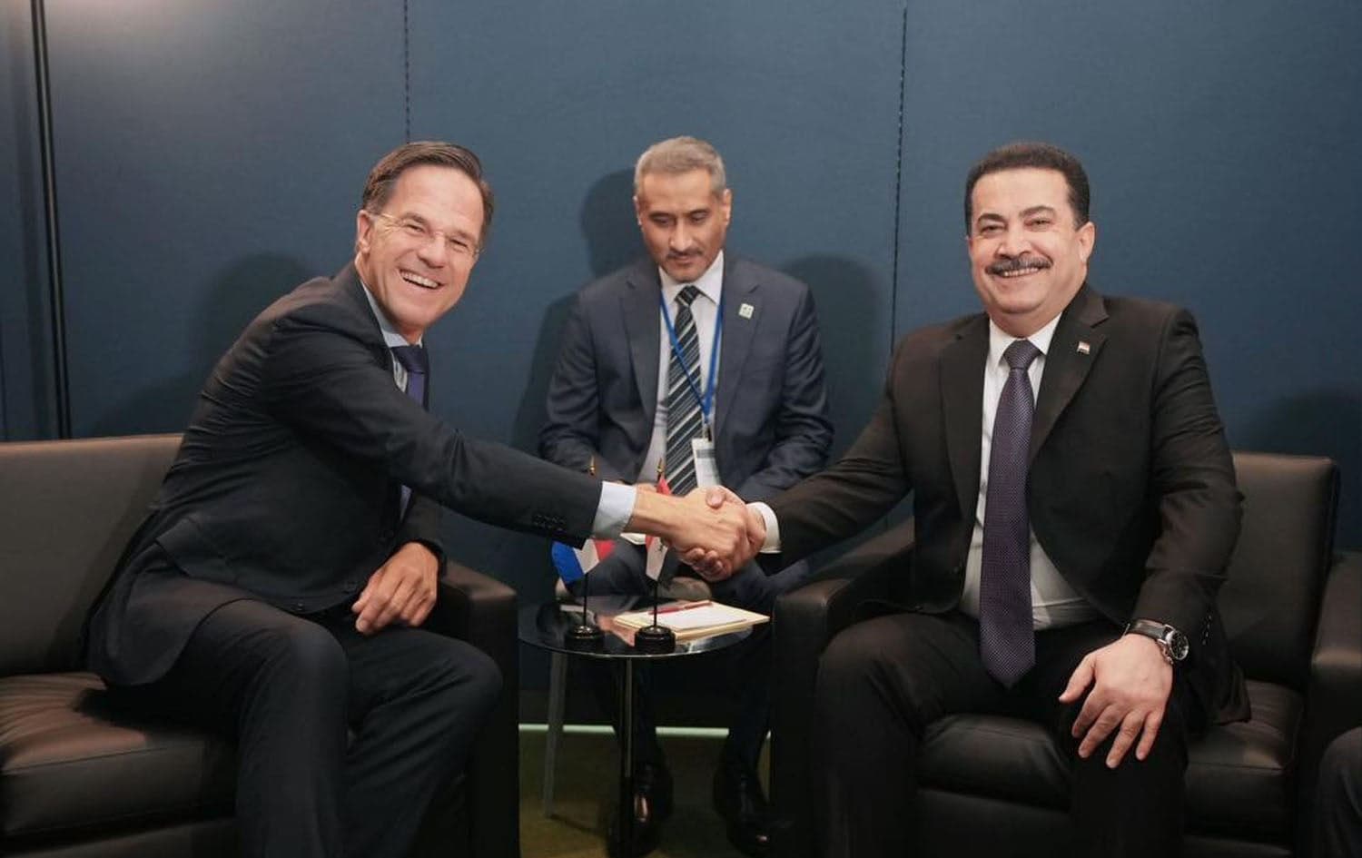 Dutch Prime Minister Mark Rutte (left) and Iraqi Prime Minister Mohammed Shia' al-Sudani in New York on September 22, 2023. Photo: PM Sudani's office