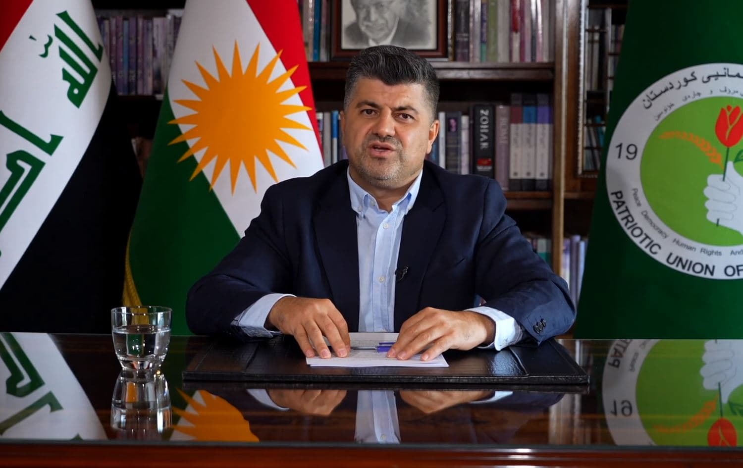 PUK's ousted co-chair Lahur Talabany speaking in a video published on Facebook on September 26, 2023. Phoro: screengrab
