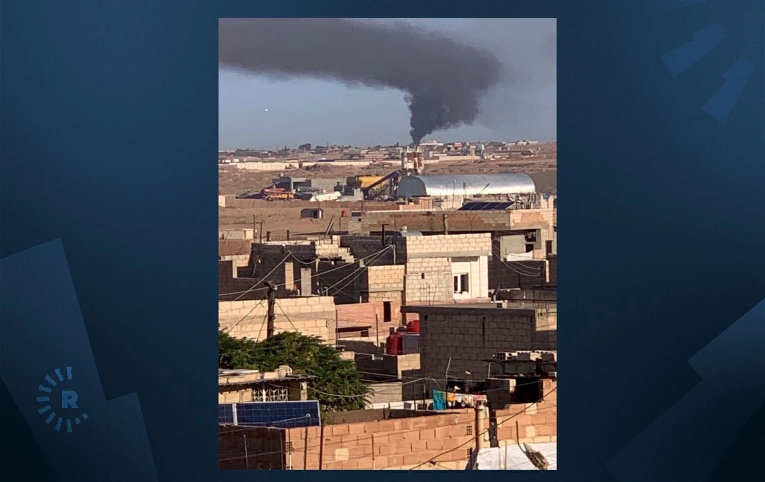 دیمەنێکی شوێنی بۆردوومانەکە کە لە تۆڕی کۆمەڵایەتیی فەیسبووک بڵاوکراوەتەوە