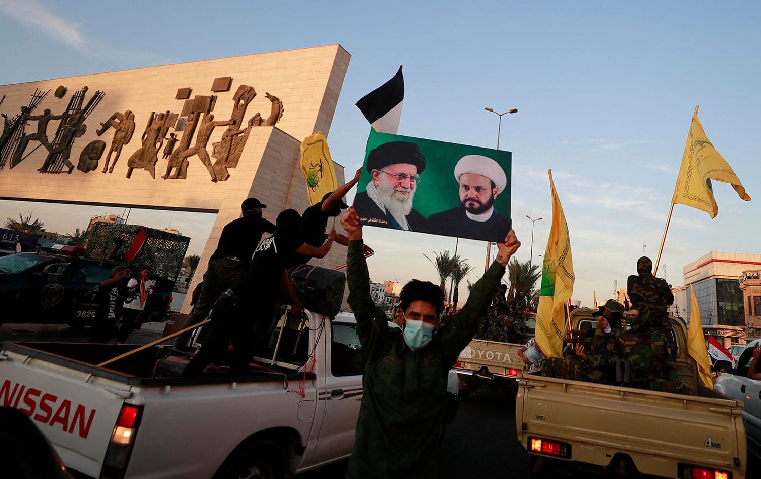 Members of Iraq's Shiite Muslim al-Nujaba movement attend a rally in Baghdad on October 8, 2023, to express their support of the "Operation Al-Aqsa Flood" which was launched by Hamas militants the previous day against Israel from the Gaza Strip. Photo: Ahmad Al-Rubaye/AFP