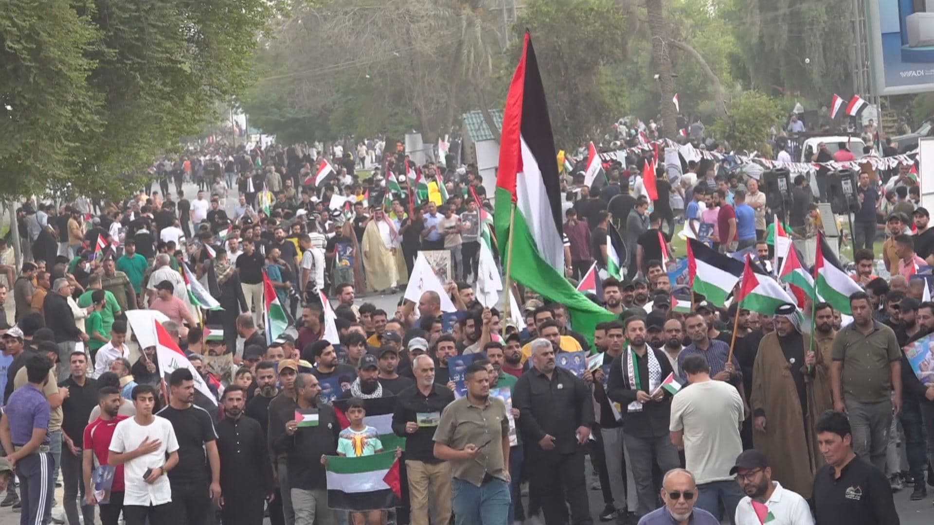 Hashd supporters protesting in Baghdad on October 20, 2023. Photo: Rudaw 