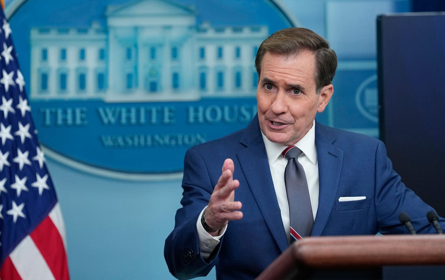 US National Security Council Spokesperson John Kirby speaks during the daily briefing at the White House in Washington on September 13, 2023. Photo: AP/Susan Walsh