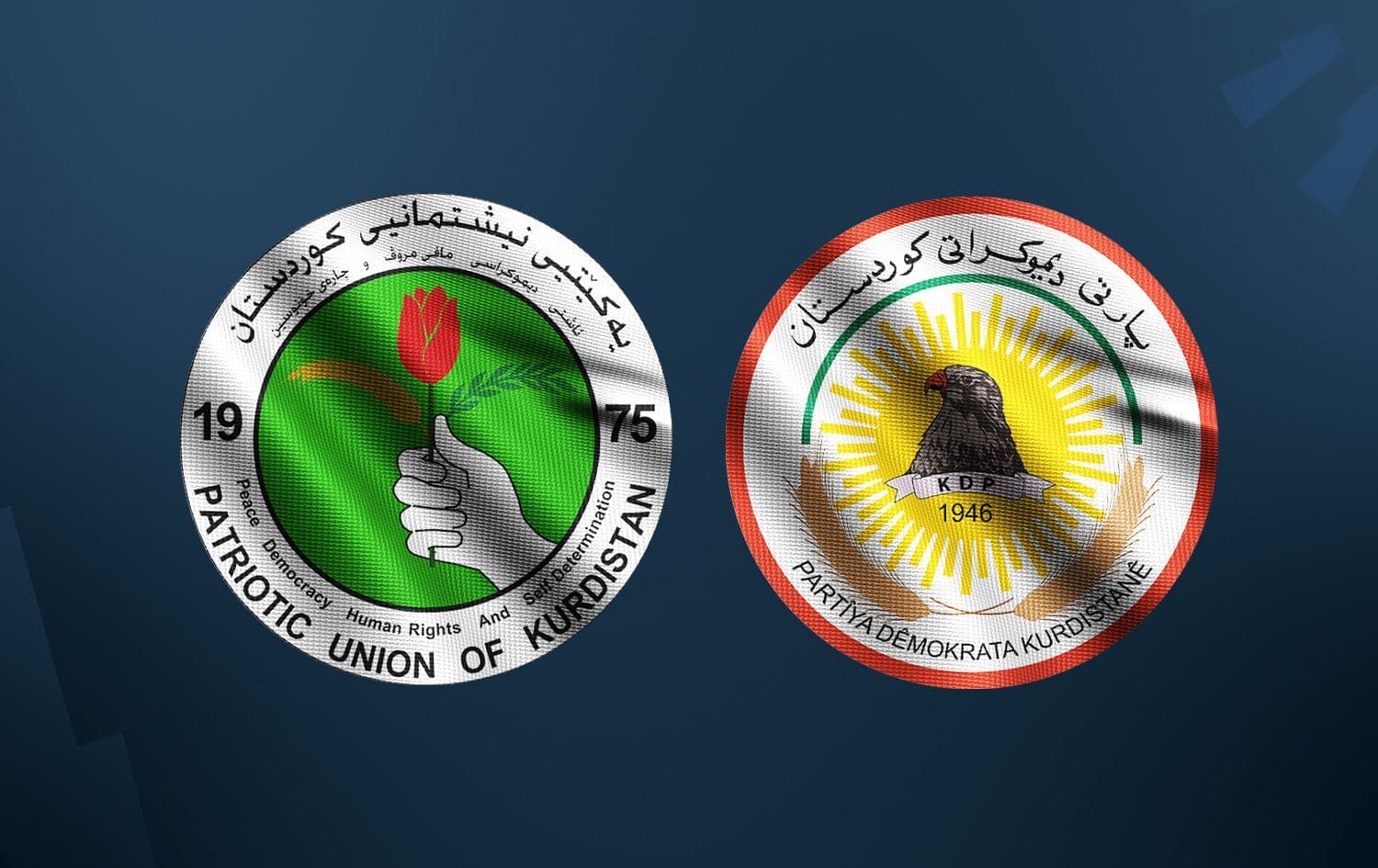 Logoyên PDK û YNKyê / Wêne: Rûdaw Grafîk