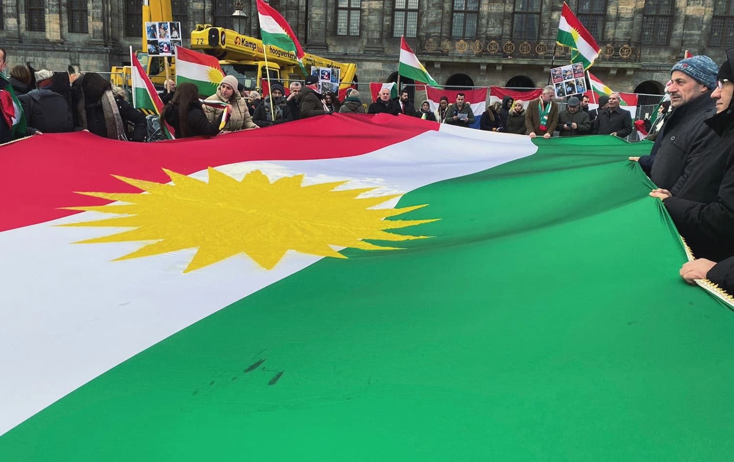 Diaspora Kurds in Amsterdam condemning the IRGC attack on Erbil on January 20, 2024. Photo: Rudaw