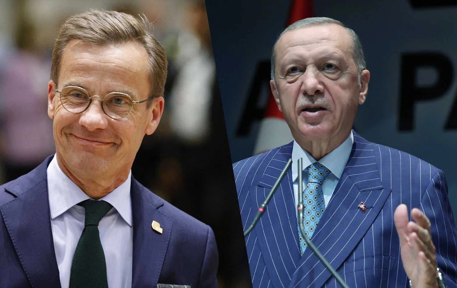 Swedish Prime Minister Ulf Kristersson (left) and Turkish President Recep Tayyip Erdogan (right). Photo: file/AFP and Erdogan's office