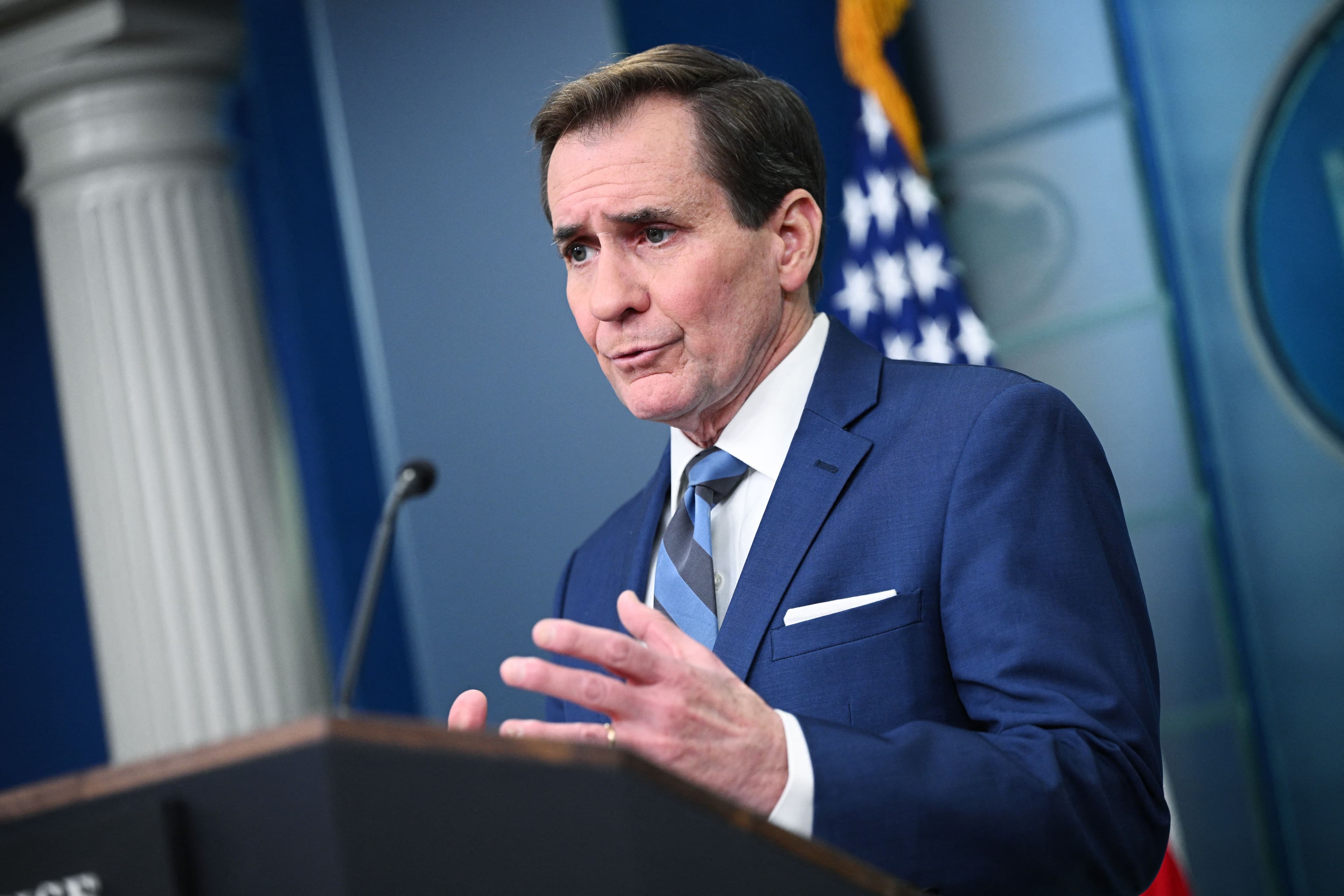  National Security Council spokesman John Kirby speaking to reporters in Washington on January 31, 2024. Photo: AFP 
