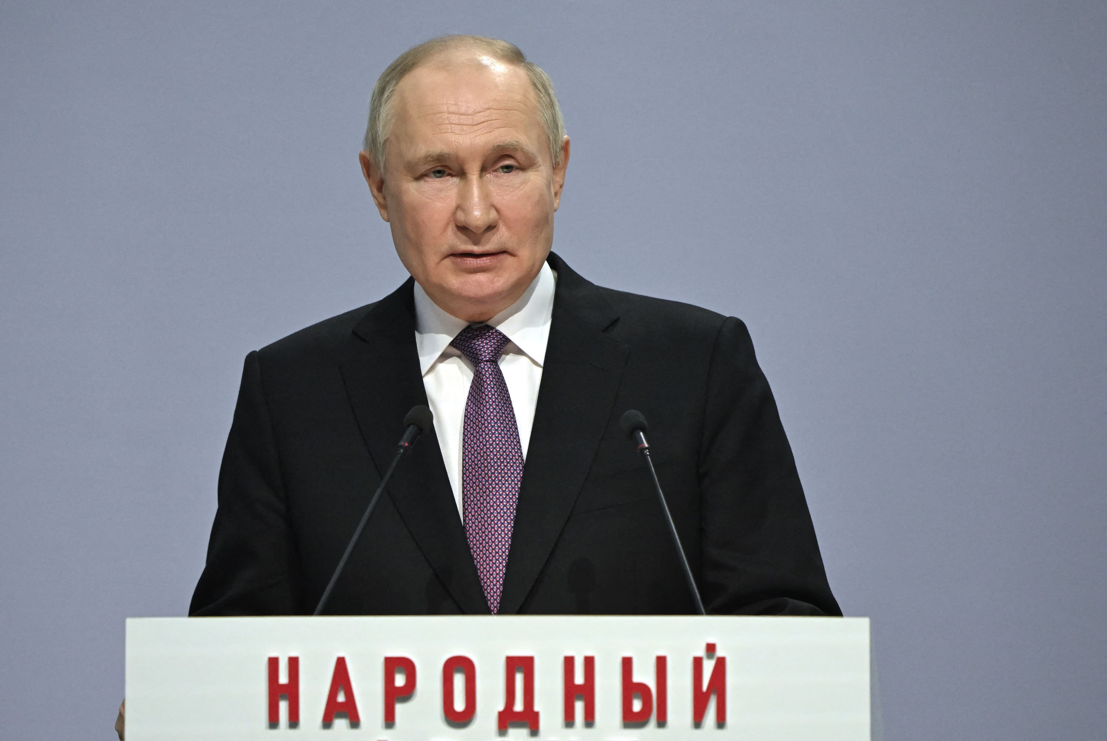 Russian President Vladimir Putin delivers a speech in Tula, Russia on February 2, 2024. Photo: via AFP 