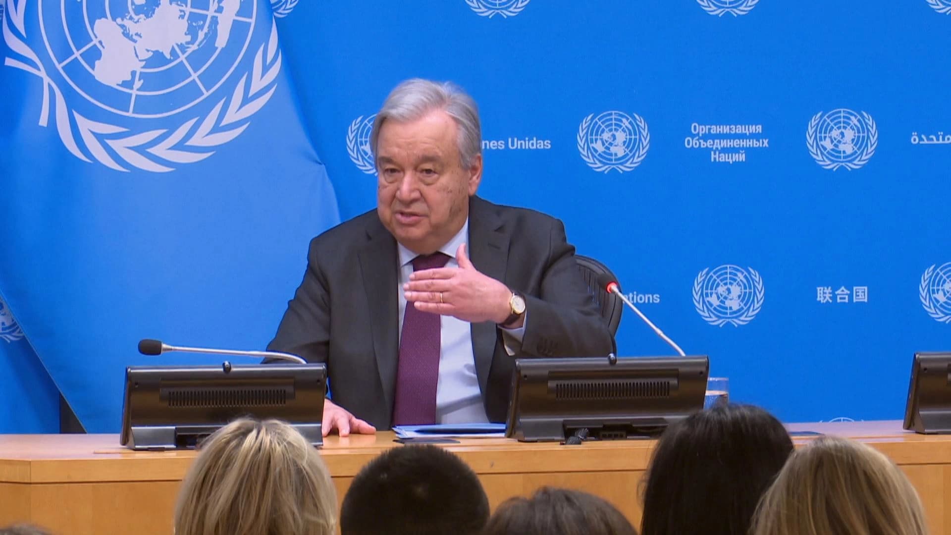 United Nations Secretary-General Antonio Guterres speaking to reporters on February 9, 2024. Photo: Rudaw