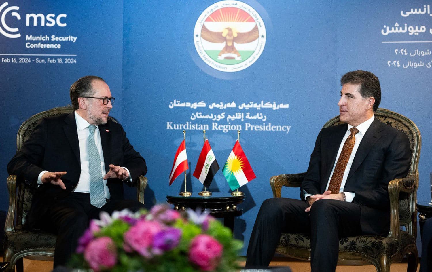 نێچیرڤان بارزانی و ئەلێکساندەر شاڵنبێرگ لە میونشن، 16-2-2024 