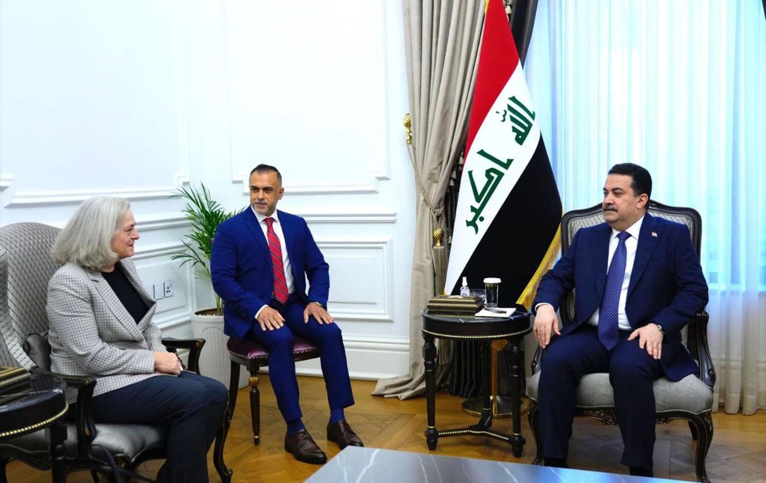 Iraqi Prime Minister Mohammed Shia' al-Sudani (right) in a meeting with US Ambassador Alina Romanowski (left) in Baghdad on February 21, 2024. Photo: Sudani's office