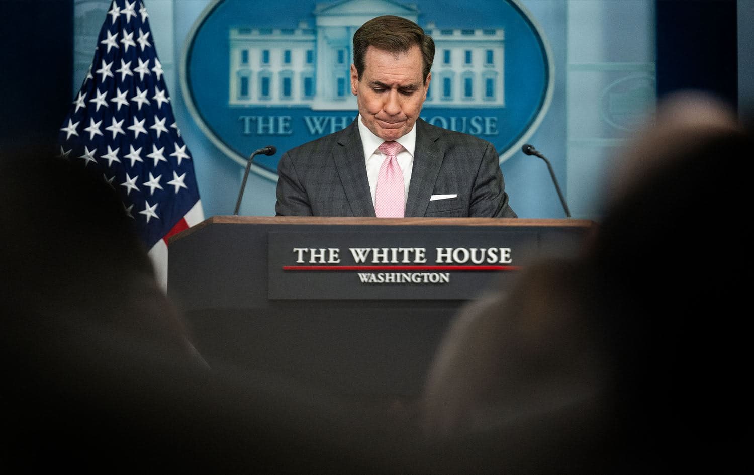US National Security Council (NSC) spokesman John Kirby speaks during the daily briefing in the Brady Press Briefing Room of the White House in Washington, DC, on February 13, 2024. Photo: AFP