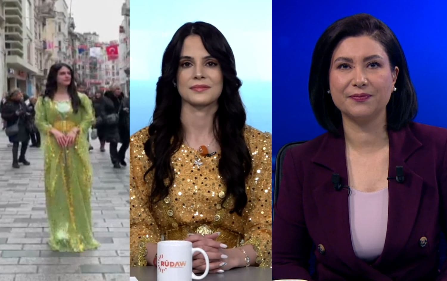 Aleda Eva Ablay (left and middle) in an interview with Rudaw's Hevidar Zana on February 22, 2024. Photo: Rudaw