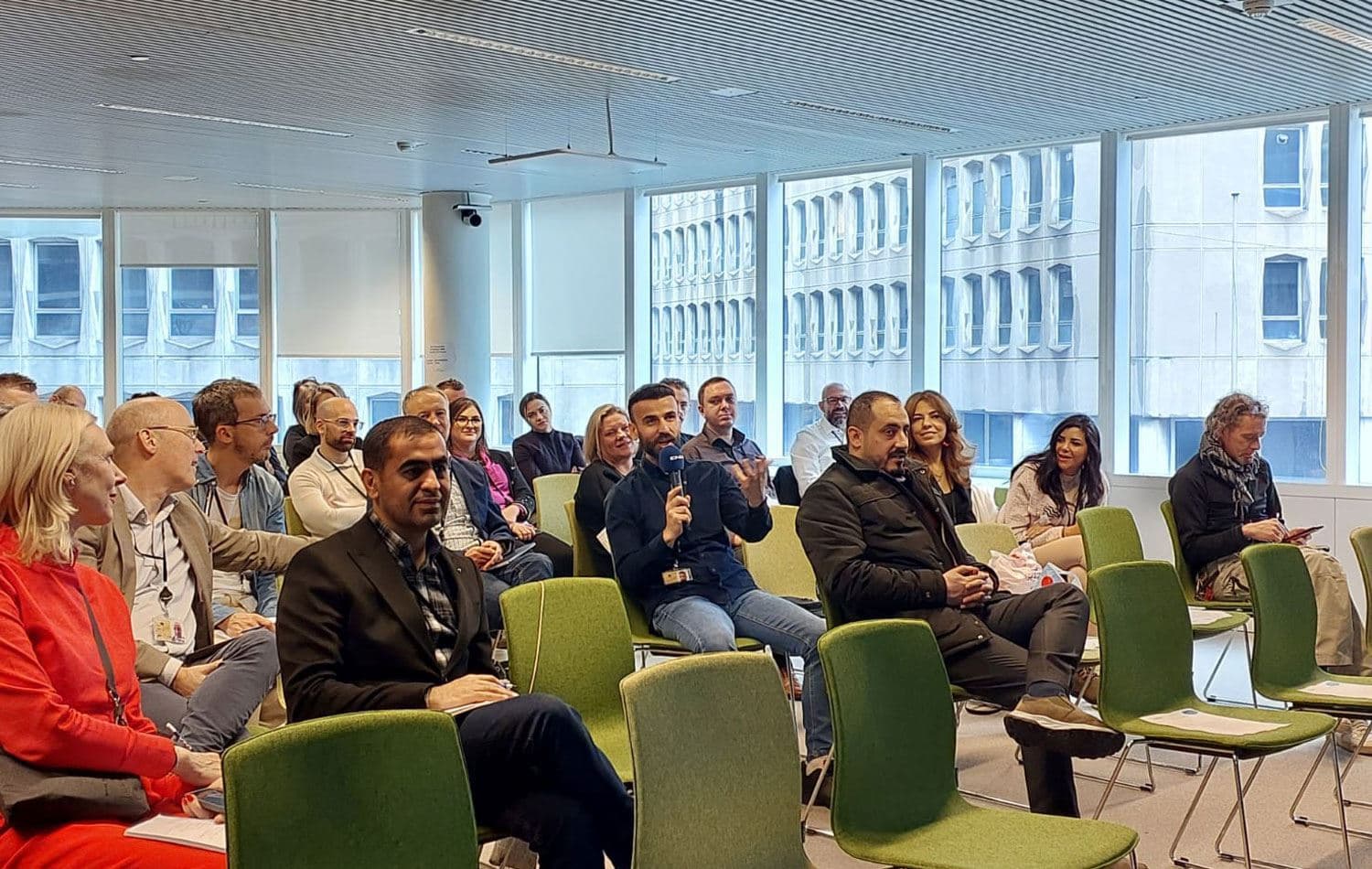 Rudaw team participating in an ENEX meeting in Brussels, in February, 2024. Photo: Rudaw Belgium, on February 