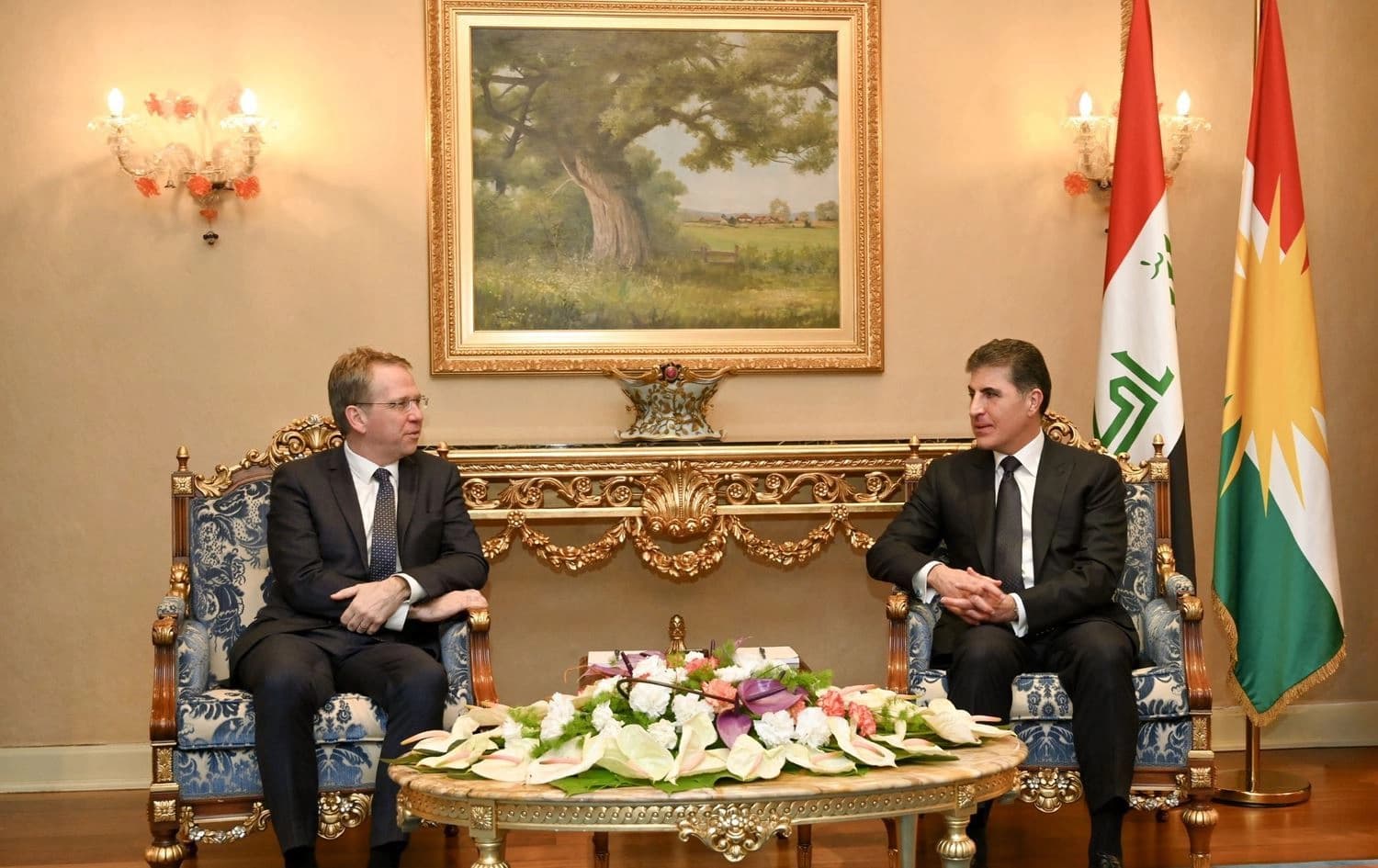 Serokê Herêma Kurdistanê Nêçîrvan Barzanî û balyozê nû yê Fransayê Patrick Durel