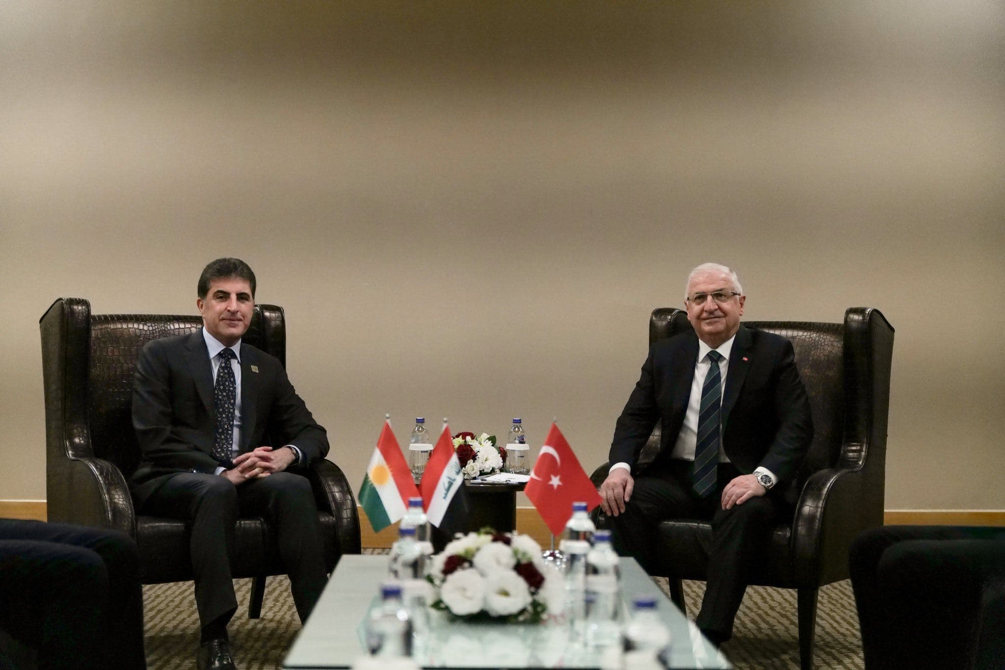 Kurdistan Region President Nechirvan Barzani (left) and Turkish Defense Minister Yasar Guler (right) meeting in Antalya on March 2, 2024. Photo: Kurdistan Region Presidency