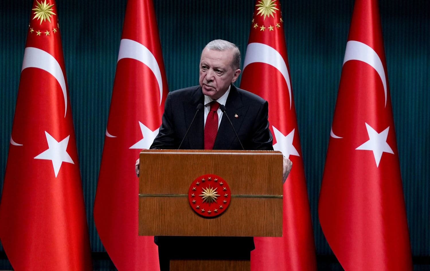Turkish President Recep Tayyip Erdogan speaking following a cabinet meeting on March 4, 2024. Photo: Turkish presidency