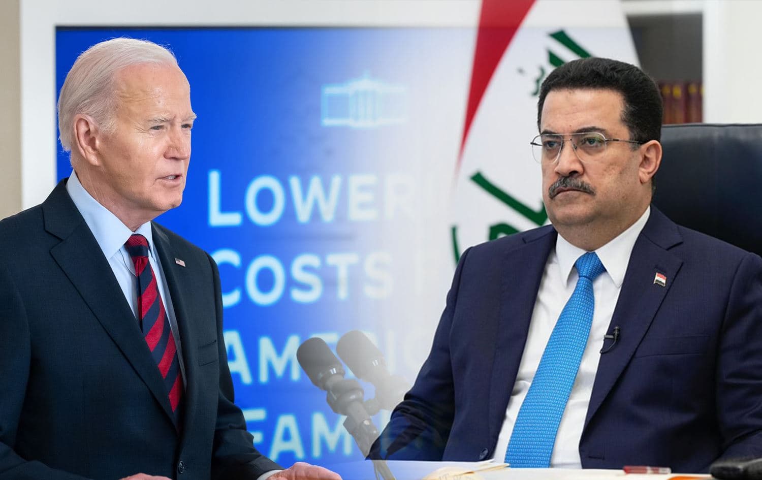 From left: US President Joe Biden and Iraqi PM Mohammed Shia' al-Sudani. Photos: Biden's and Sudani's offices/file 