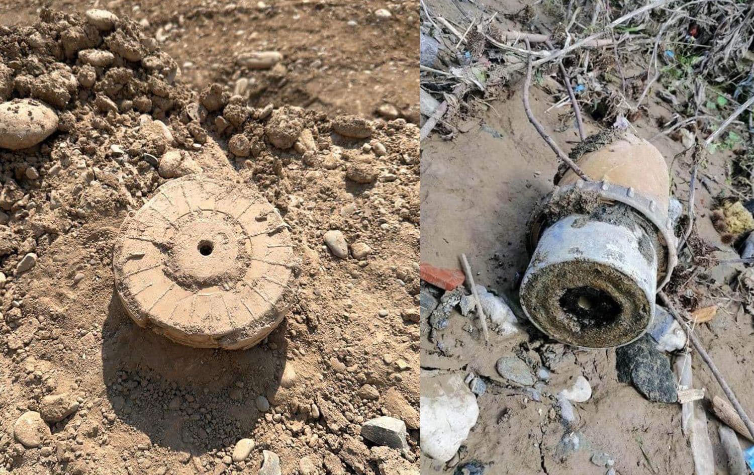Landmines carried away by the recent heavy rainfall. Photos: Submitted.