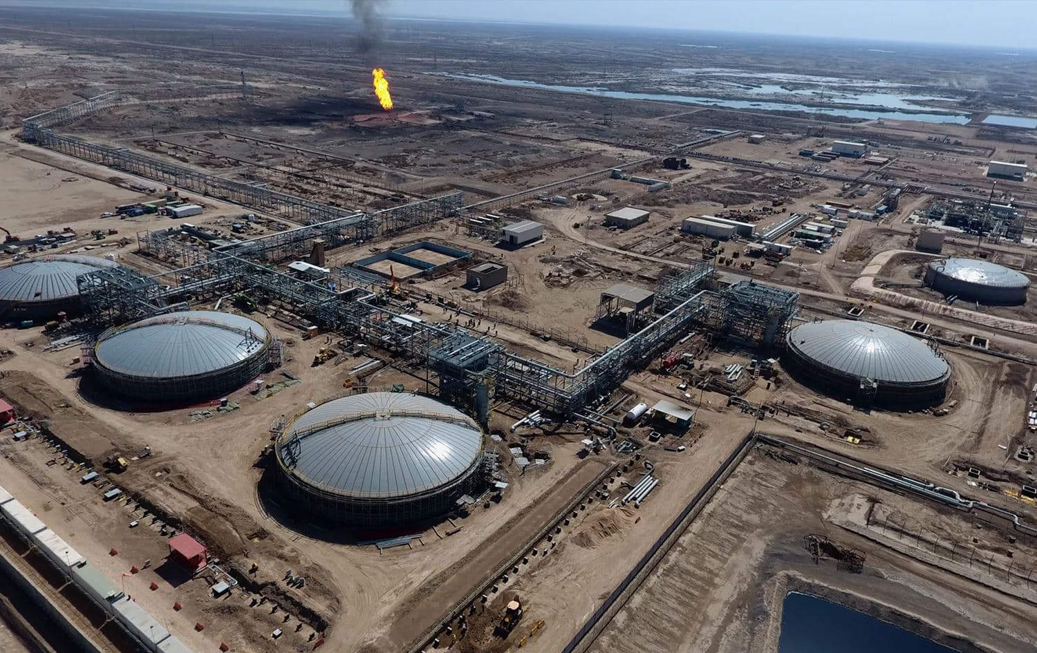 Aerial view of West Qurna oil field near Basra, Iraq, on February 21, 2017. Photo: Nabil al-Jourani/AP