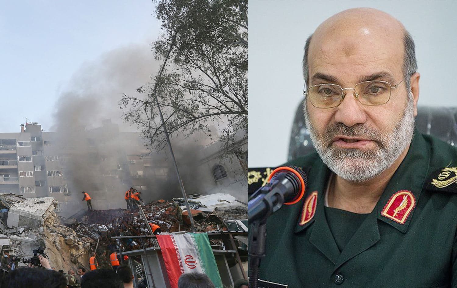 لعميد محمد رضا زاهدي ومبنى القنصلية المستهدف - AFP