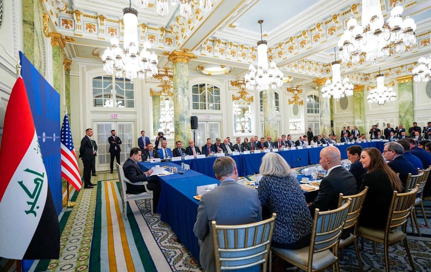 Iraq’s Prime Minister Mohammed Shia’ al-Sudani presiding over an MoU signing between Iraqi government, private sector and American companies in Washington DC on April 17, 2024. Photo: PM Sudani office