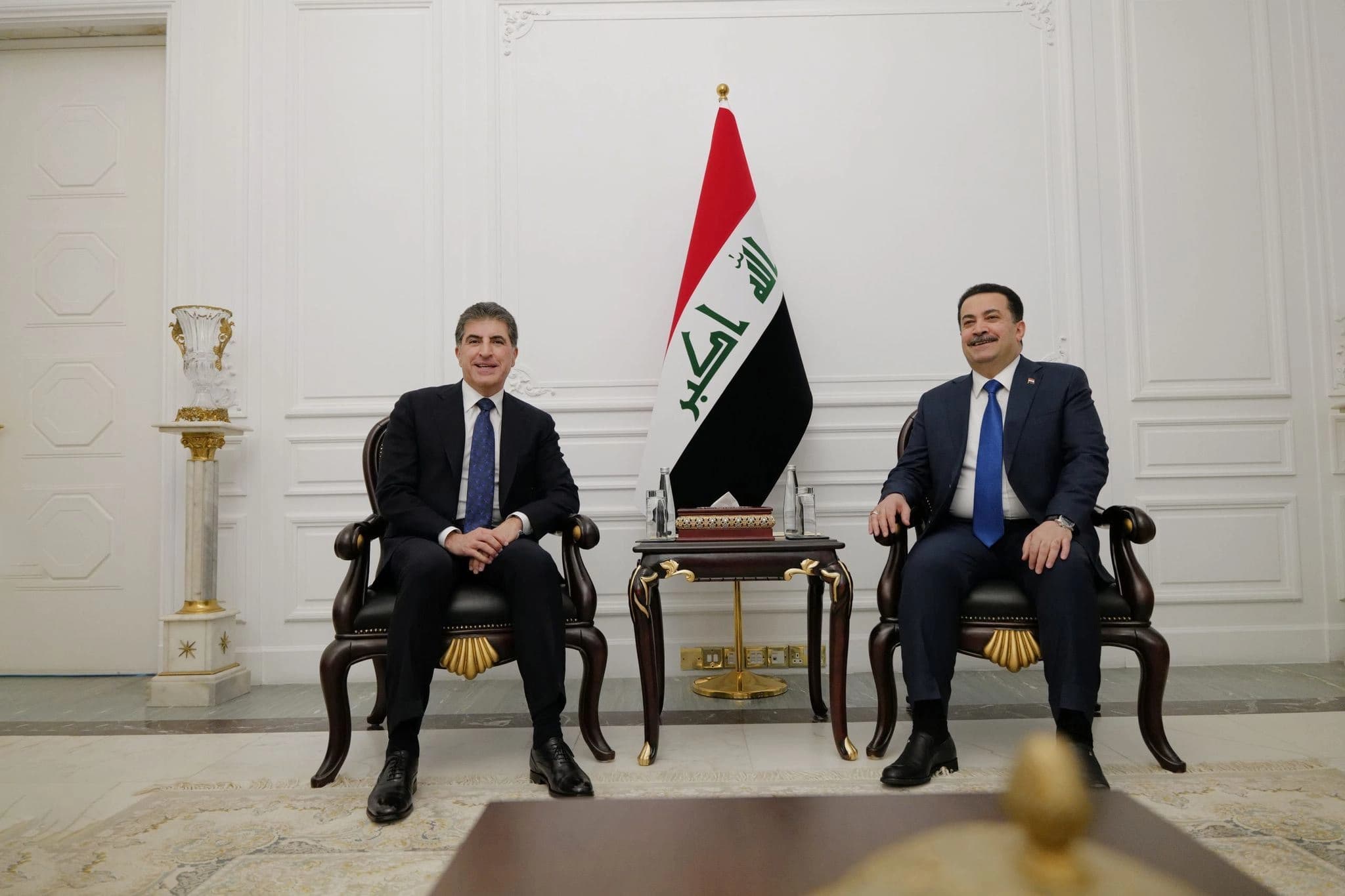 From left: Kurdistan Region President Nechirvan Barzani and Iraqi PM Mohammed Shia' al-Sudani meeting in Baghdad on April 27, 2024. Photo: Kurdistan Region Presidency