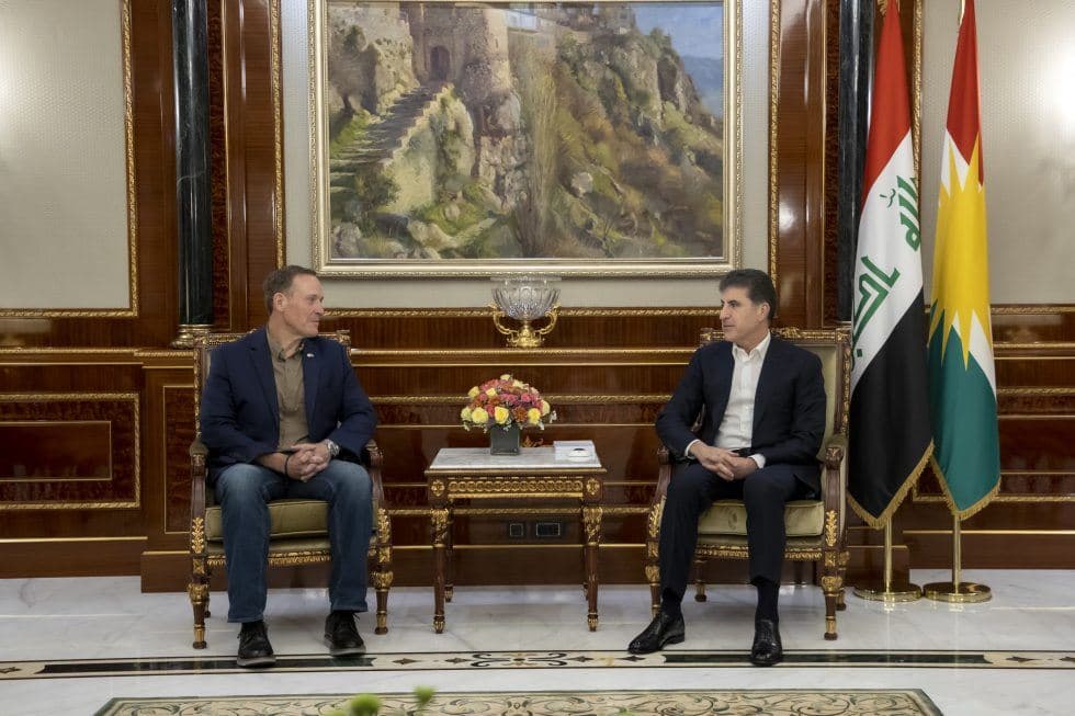 Kurdistan Region President Nechirvan Barzani (right) receives Senator Ted Budd (left) and his colleagues in Erbil on May 4, 2024. Photo: Kurdistan Region Presidency 