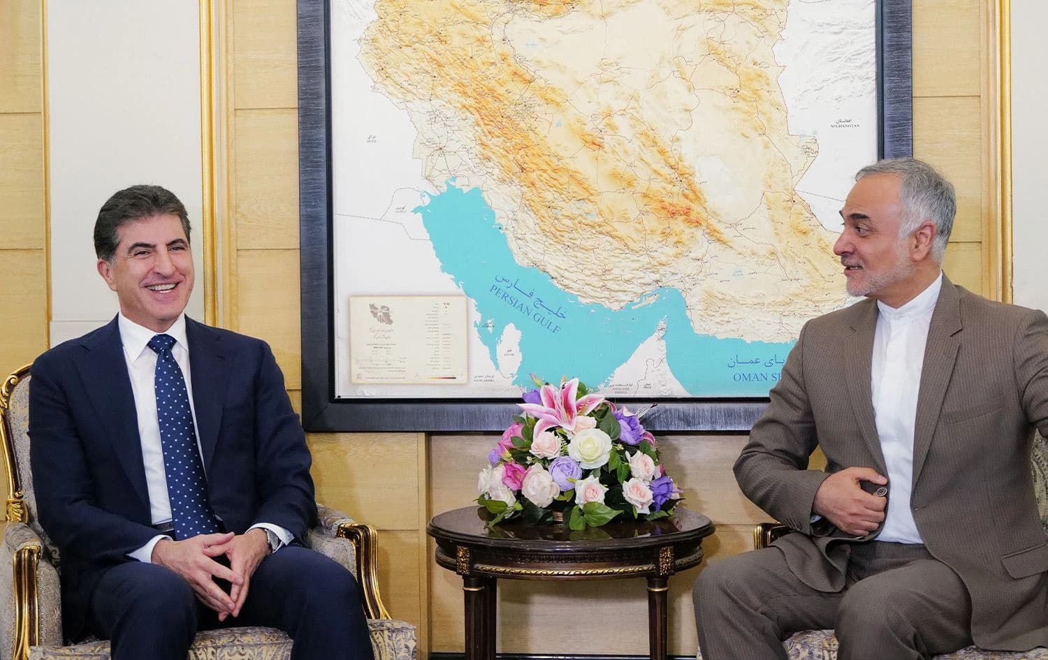 Kurdistan Region President Nechirvan Barzani (left) arrived in Tehran on May 5, 2024. Photo: Office of President Barzani