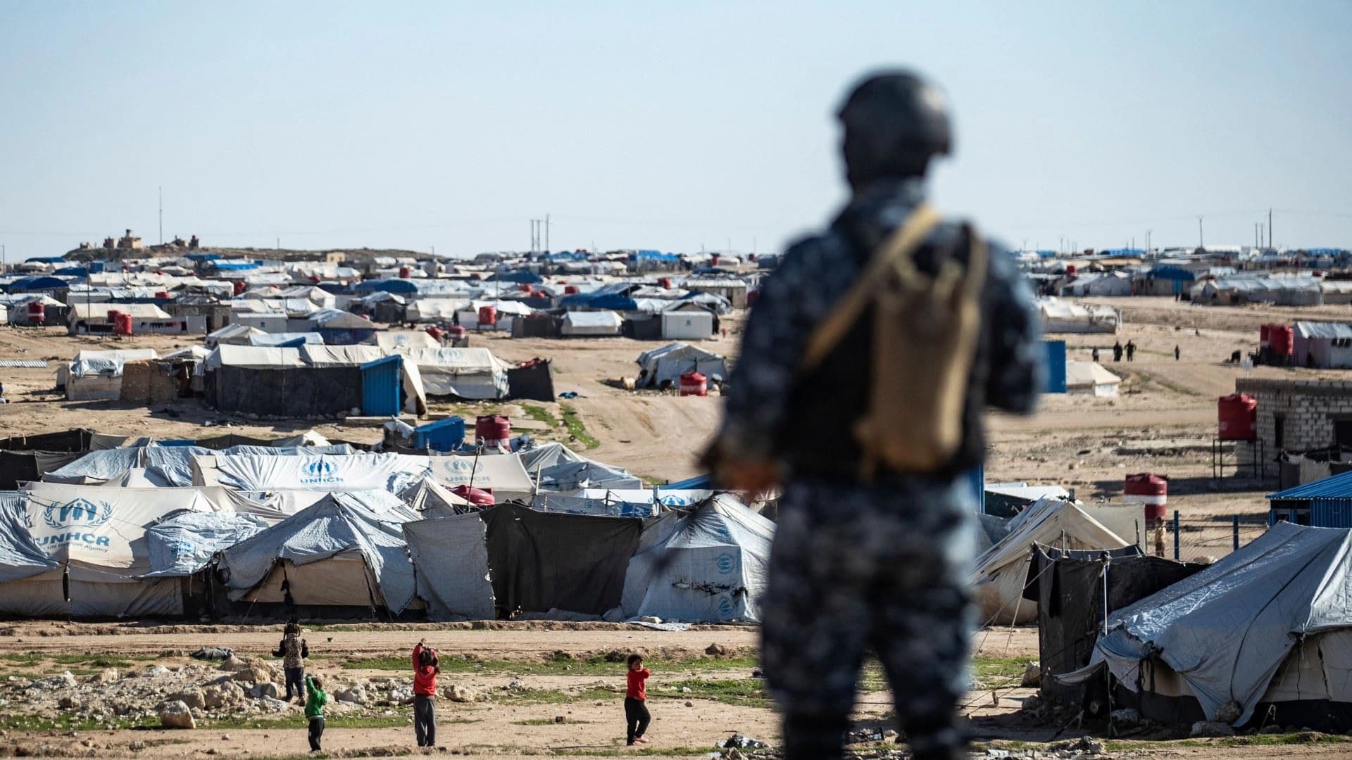 A Kurdish fighter guards al-Hol camp in Rojava. Photo: AFP/file 