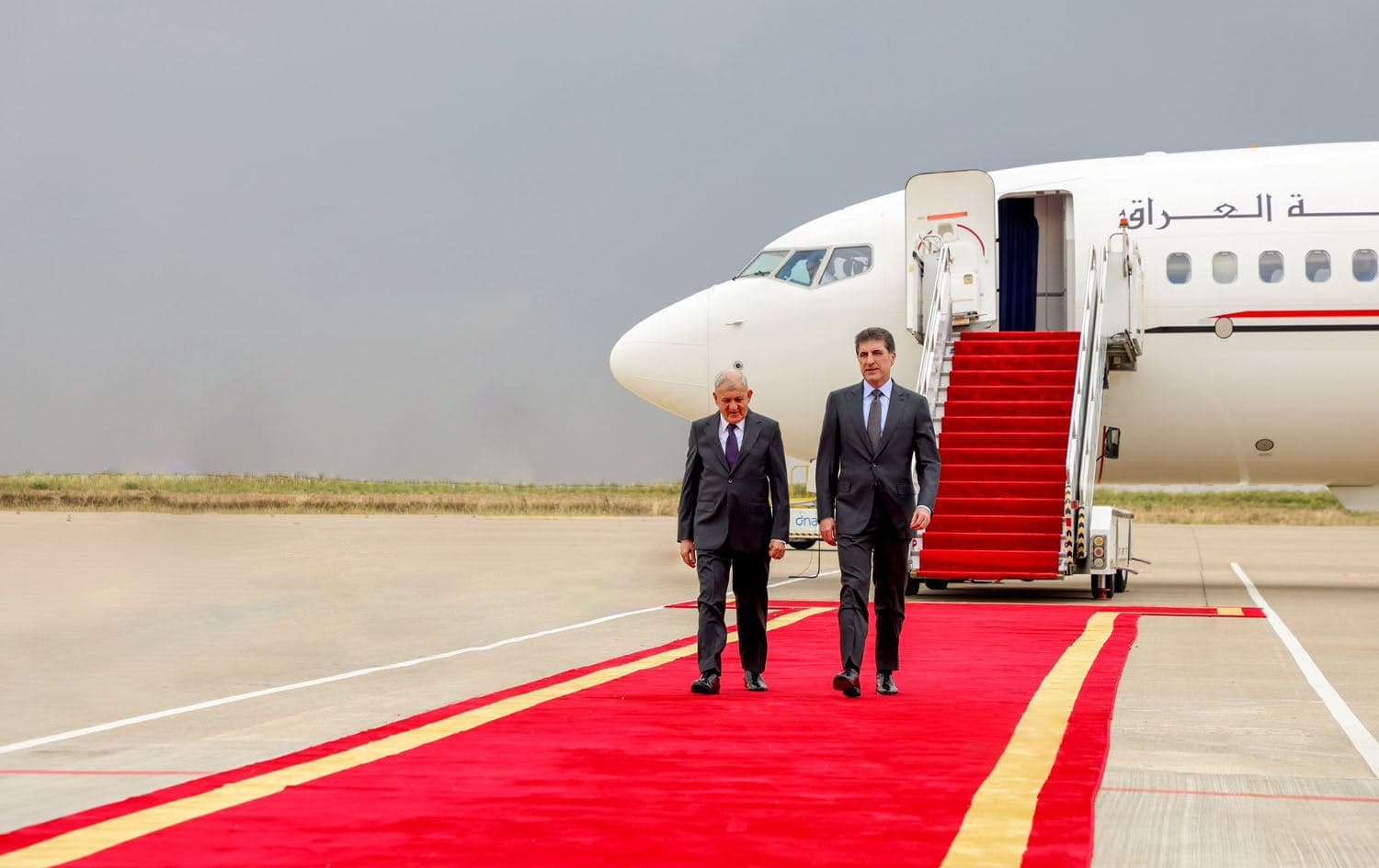 Iraqi President Abdul Latif Rashid (left) received by Kurdistan Region President Nechirvan Barzani in Erbil on May 11, 2024. Photo: Office of President Barzani