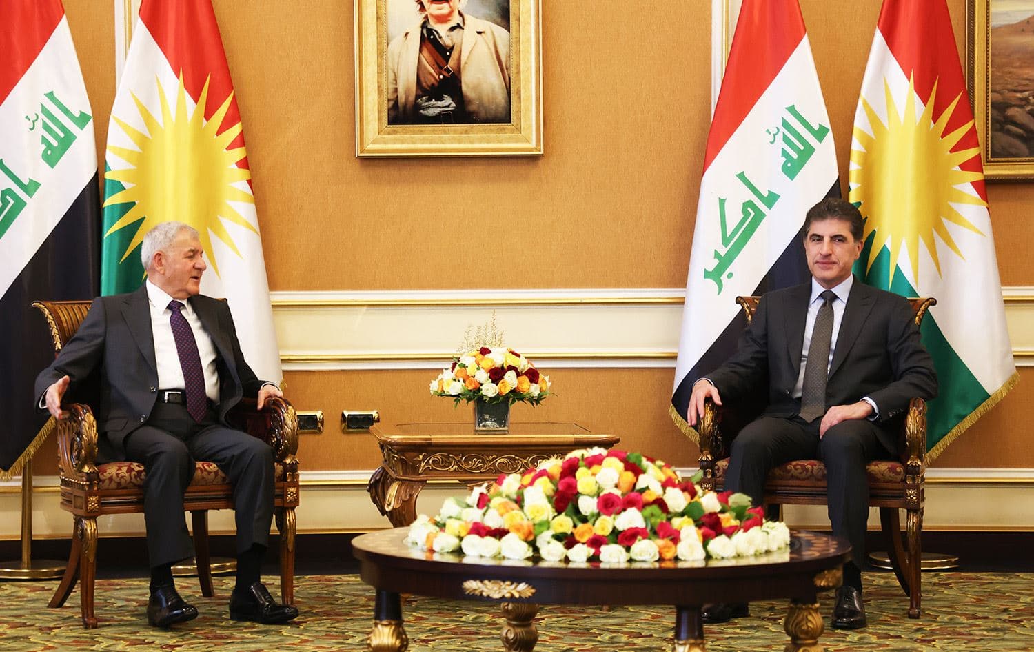 Kürdistan Bölgesi Başkanı Neçirvan Barzani, Erbil’de bulunan Irak Cumhurbaşkanı Latif Reşid ile bir araya geldi
