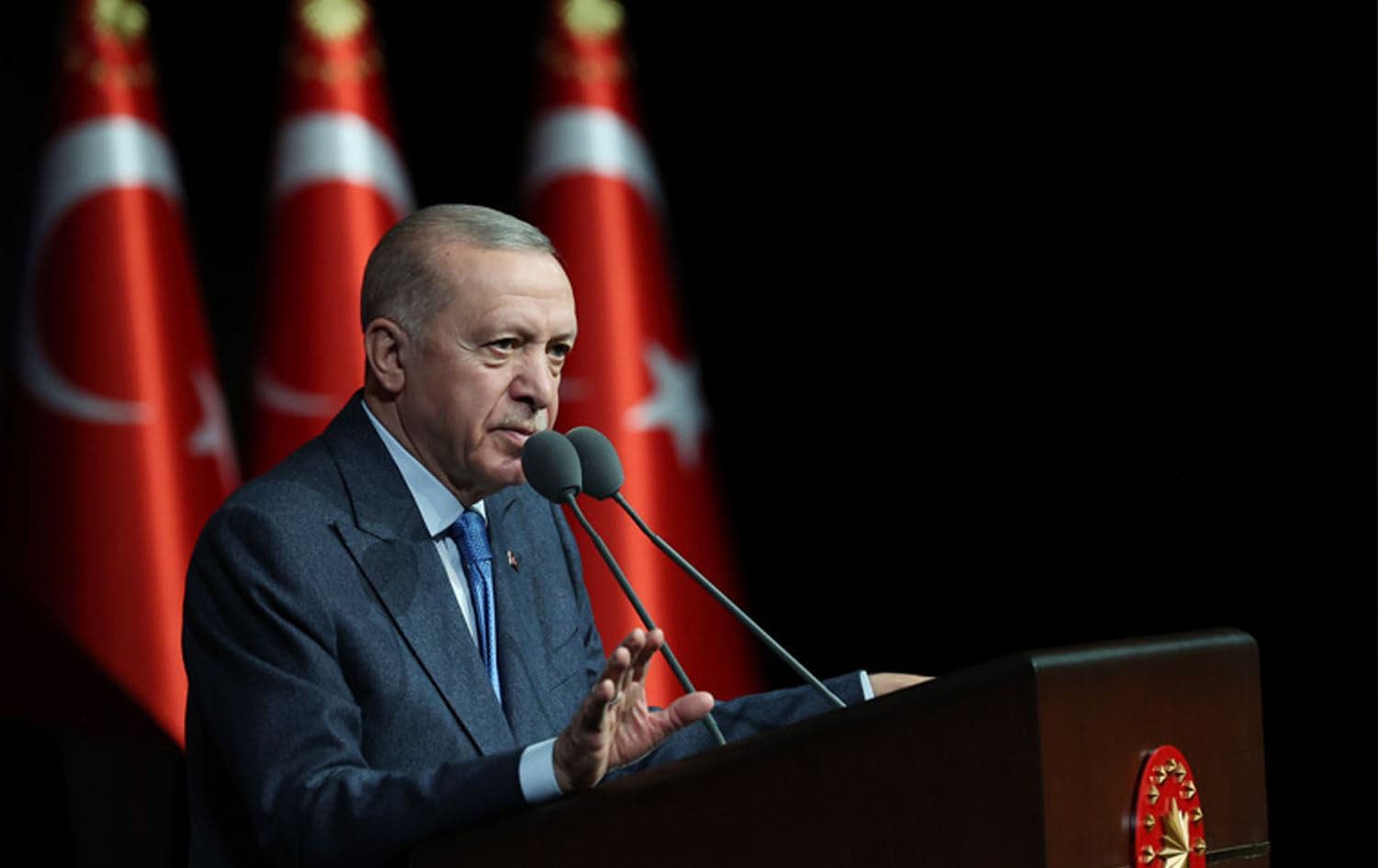 Turkish President Recep Tayyip Erdogan speaking during a ceremony in Ankara on May 20, 2024. Photo: Turkish presidency 