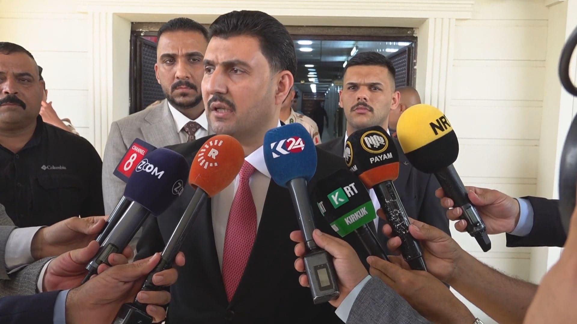 Ziad Khalifa Tamimi, head of the committee, speaks to reporters in Kirkuk on May 21, 2024. Photo: Rudaw 