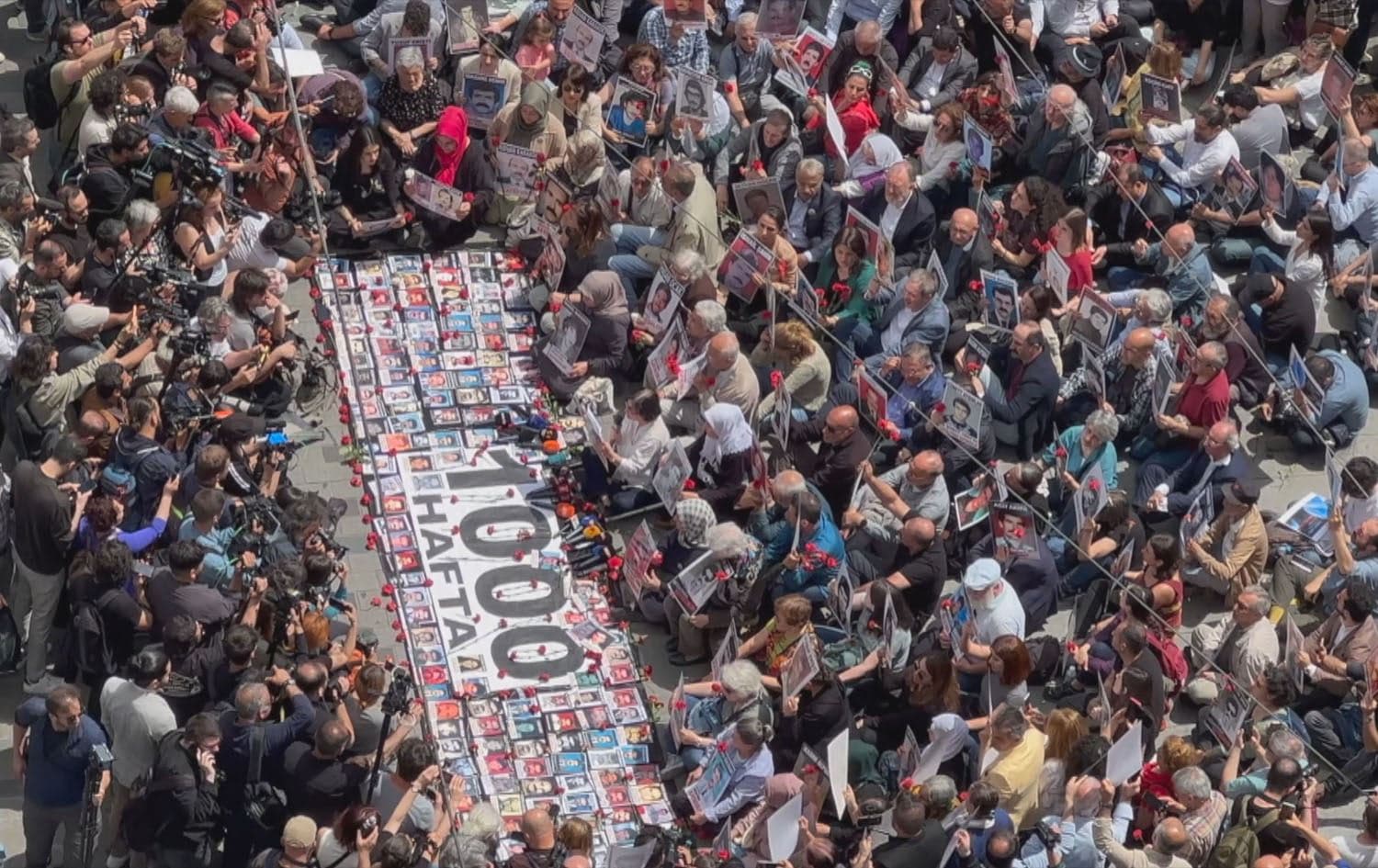 Hundreds gathered in Istanbul’s Galatasaray Square to join the 1000th weekly vigil of the Saturday Mothers on May 25, 2024. Photo: Rudaw