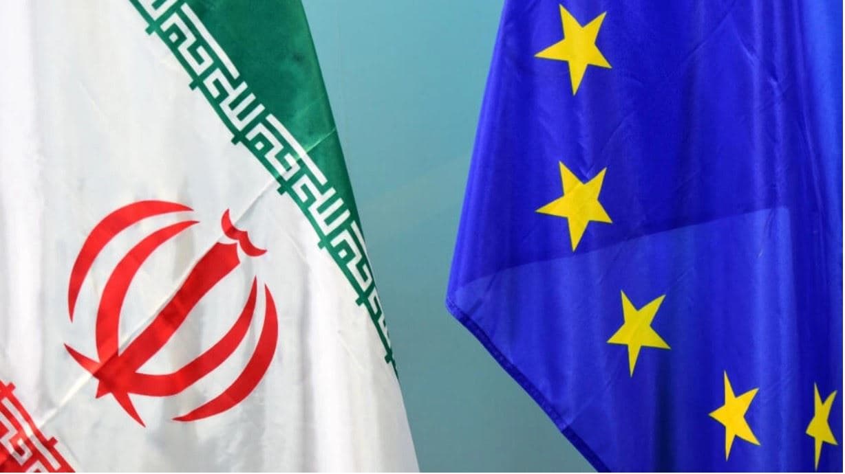 From left: flags of Iran and EU. Photo: AFP/file 